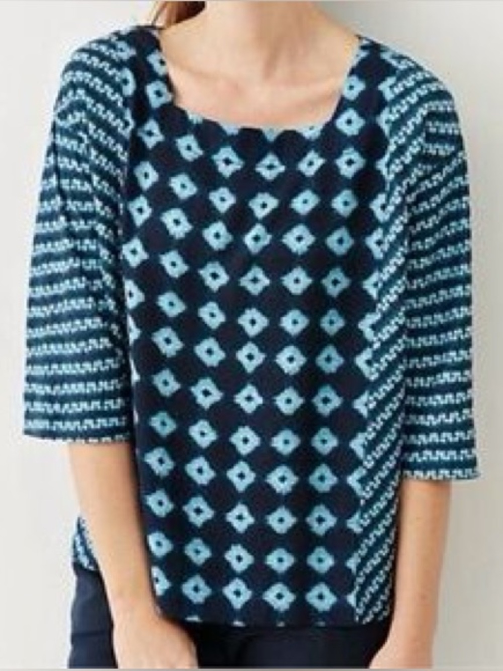 J. Jill Purejill Batik Print Top Size Medium Petite